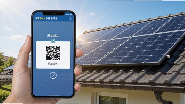 ����Solar�����豸���ӽ��棬�ֻ�ɨ���������ά�룬������ʾ���ӳɹ���ʾ������Ϊ��ͥ�ݶ�����壬��������