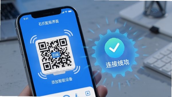 ʯצ����App�豸��������չʾ���ֻ���Ļ��ʾɨ���ά�����������豸�������ɫ�Ƽ����ͻ�����ӳɹ�����Ч��