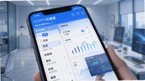 CCMTV�ƹܼҶ��˺Ź�������չʾ���ֻ���Ļ����ʾ�˺��л��б������ݿ��壬��ɫ�Ƽ���񣬼������