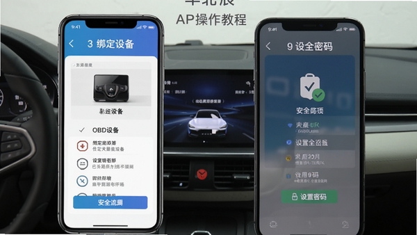 ������APP�����̳�ʾ��ͼ���ֻ���Ļչʾ��OBD�豸�����ð�ȫ����Ĳ�������