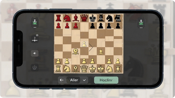 日常棋法练习象棋人机对弈模式,手机屏幕显示象棋棋盘,红黑双方棋子清晰,下方有难度选择和提示按钮,现代简约风格