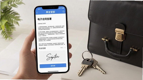 ����ܼ�APP���Ӻ�ͬǩ����棬�ֻ���Ļ��ʾ��ͬ�ĵ�����дǩ�������Ա��з���Կ�׺͹��İ�