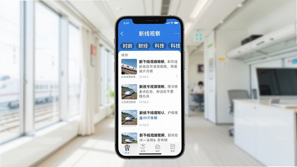 �¸��߹۲�app����չʾ���ֻ���Ļ����ʾ������Ѷ�б����ȵ����а񣬽������ִ�����ɫ��ɫ��������ʱ�����ƾ����Ƽ���Ƶ����ǩ������Ϊ���������ڻ���