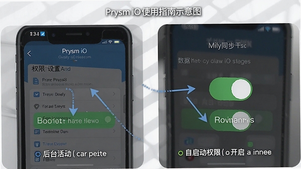Prysm iOʹ��ָ��ʾ��ͼ��չʾ�ֻ�Ȩ������ҳ��������ͬ�����أ���ע��̨���������Ȩ�޿�������