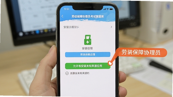 �Ͷ�����Э��Ա���Ծ����APP��װ�̳�ʾ��ͼ���ֻ���Ļ��ʾ��װȨ������ҳ�棬��ע������װδ֪��ԴӦ��ѡ��