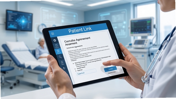 Patient Link ����֪��ͬ����������չʾ��ҽ�ƹ�����Ա��ƽ������ϲ�������֪��ͬ����ǩ�����̣�����Ϊ�ִ���ҽԺ���ң���������רҵ��ͻ����ɫ�Ƽ�����ҽ�ư״��Ԫ�أ��������� Patient Link ������ʾ����Ļ�Ϸ�