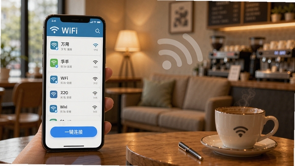 ����WiFi��������������չʾ���ֻ���Ļ��ʾ�ܱ�WiFi�б���һ�����Ӱ�ť����������ܰ�ļҾӻ򿧷����������Ƽ�����������