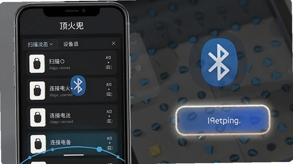 ����app�����豸��������ʾ��ͼ���ֻ���Ļ��ʾɨ�赽�豸�б�������ͼ�������Ӱ�ť�������������ƶ���ɼ�