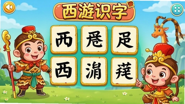 ����ʶ�������������ͼ����ͨ���ν�ɫ�뺺�ֿ�Ƭչʾ��ɫ�����ޣ��ʺ϶�ͯѧϰ����