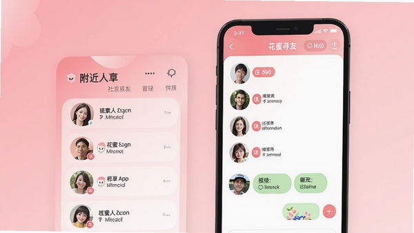 ����Ѱ��APP��ҳչʾ���������б���������棬�ֻ���Ļ����ʾ����û�ͷ��;����ǩ����������ͷ�ɫ���䣬ͻ���罻���ѷ�Χ