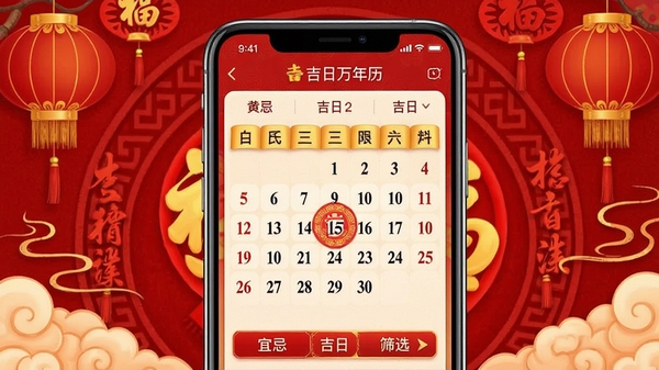 ����������APP����չʾ���ֻ���Ļ��ʾ�����˼��뼪��ɸѡ���ܣ�����Ϊ�й���ͳ��ɫϲ����ͻ����������Ԫ��