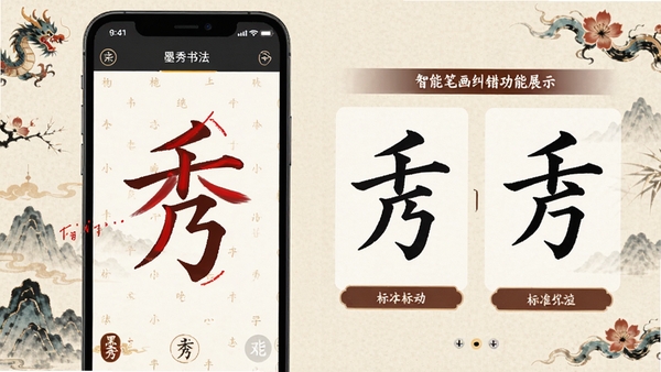 ī���鷨APP���ܱʻ���������չʾ���ֻ���Ļ��ʾ��ɫ��ע�ıʻ�ƫ����ʾ���Ա��б�׼���ζԱȣ��й���UI����