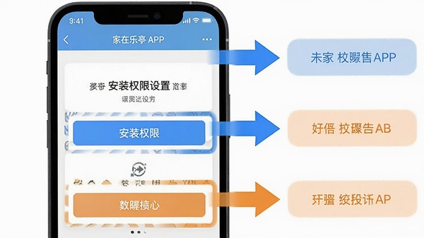 �ֻ���Ļ��ʾ������ͤAPP��װȨ�����ý��棬�Ա��������Ĳ���ָ����ͷ����ɫ�ͳ�ɫ������ע�ؼ�������ť����ƽ����Ʒ��