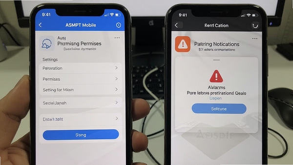 ASMPT Mobile在手机上的安装权限设置界面与告警通知示例