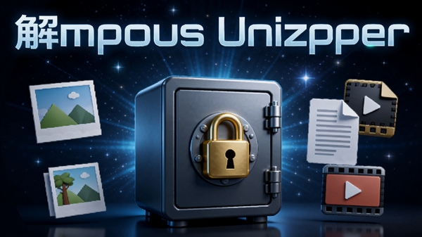 ���ݽ�ѹ��Unizpper�ļ������ļ��ܱ�����������һ��AIͼƬ������չʾһ�����н�ɫ��ͷ�����ֱ����䣬��Χ��������Ƭ���ĵ�����Ƶͼ�꣬������������ǿգ��������ƽ�ѹ��Unizpper�ļ������ԿƼ��������