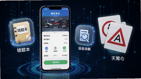 Ħ�г�����APP����չʾͼ��������һ���ֻ�չʾģ�⿼�Խ��棬�Ա�Ư���Ŵ��Ȿͼ�ꡢ��������ͼ��ͽ�ͨ��־��Ƭ������Ƽ���ʮ�㣬����Ħ�г������������Ʊ�ʶ