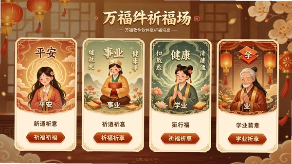 �����������������棬չʾ�����������⿨Ƭ������ƽ������ҵ��������ѧҵ�ȣ�ÿ�ſ�Ƭ�о����廭��������ť����������ܰ����