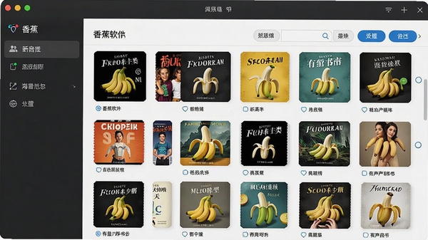 香蕉软件界面展示海量有声书分类列表