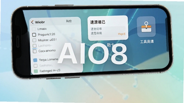 AIO8�������ֽ���չʾ���ֻ���Ļ����ʾ�����嵥���ټǿ�Ƭ�͹�����ͼ�꣬����Ϊ��͵�����ɫ���䣬ͻ���Ƽ����������ԣ������������AIO8����