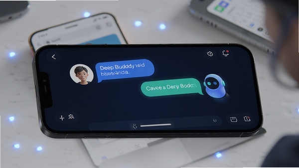 Deep Buddy���ܶԻ�����չʾ���ֻ���Ļ����ʾ�û���AI������Ȼ�����ĳ���������ִ���UI��Ʒ�񣬿Ƽ�����ɫ��