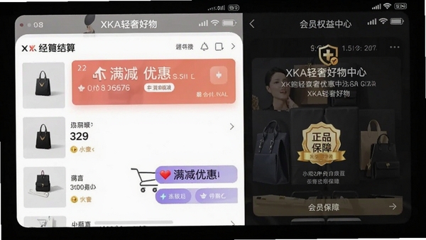 XKA���ݺ���APP���������ͼ��չʾ���ﳵ����ҳ�����ԱȨ�����ģ���������������ͻ�������Ż�����Ʒ���ϱ�ʶ