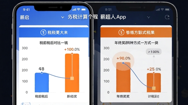 н����app��˰���������棬չʾ˰ǰ˰��Ա�ͼ�������ս����ּ�˰��ʽ�ԱȽ������������ɫ�ͳ�ɫ������ʾ