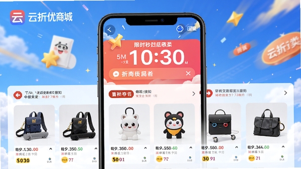 �������̳�APP��ҳ�ۿ���Ʒչʾ���棬�ֻ���Ļ����ʾ��ʱ��ɱ����ʱ����Ʒ�б�������Ϊ�����ĵ��̴�����񣬴����������̳�Logo��ʶ