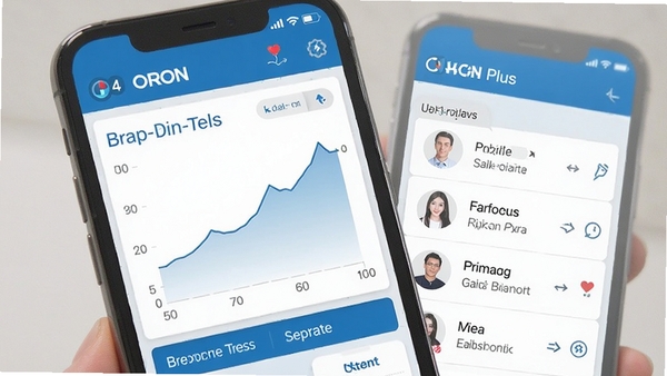 OMRON Plus�������ݹ�������չʾ���ֻ���Ļ��ʾѪѹ����ͼ���û������б��������ɫ�����