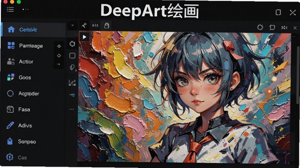 DeepArt�滭��������չʾ���ִ���UI��ƣ����Ϊ���ܲ˵������Ҳ�ΪAI���ɵĲ�ɫ�����������������ں����ͻ�����붯��Ԫ�أ�ɫ�����ޣ��Ƽ���ʮ�㣬��������DeepArt�滭��Ŀ��ʾ�ڶ���