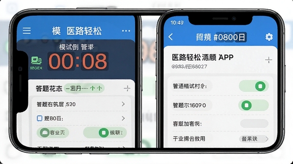 ҽ·����APPģ�⿼�Խ��棬����ʱ��ʾ�����⿨״̬һĿ��Ȼ���ֻ���Ļչʾ������Ŀ��ѡ��