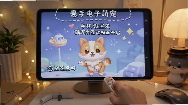 桌面电子萌宠 新手设置教程 悬浮窗权限开启 手机桌面展示 萌宠互动画面 步骤图解风格