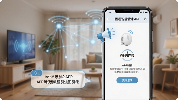 �������ܹܼ�APPʹ�ý̳�ʾ��ͼ���ֻ���Ļչʾ�豸����������Wi-Fi������ʾ��������в����ţ�����Ϊ��ͥ���绷����ͻ�����ֲ�������