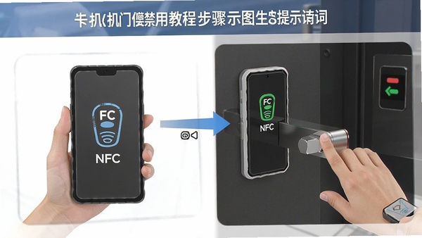 手机门禁卡NFC使用教程步骤示意图生图提示词