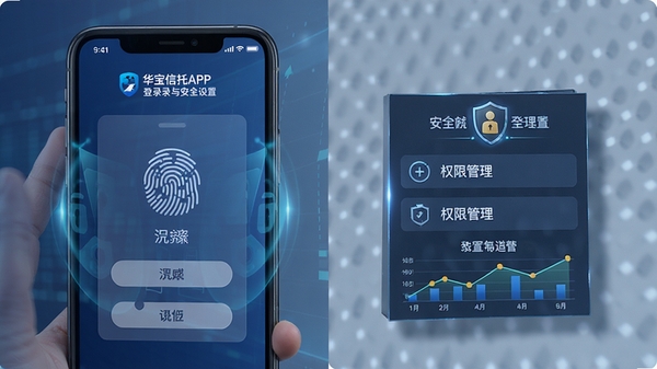 ��������APP��¼�밲ȫ���ý���ʾ��ͼ��չʾָ�Ƶ�¼��Ȩ�޹���ѡ�ͻ����ȫ����Ԫ��