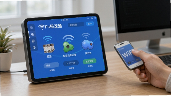 WiFi����ͨ��������չʾ����ɨ���ܱ��ȵ㲢һ�����ӵ����繤�߳���ͼ