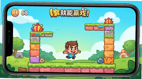 ���ž���Ӯ��Ϸ�ؿ�����չʾ����ͨ������д��س���������ɫ�ʣ��ֻ���Ϸ��ͼ���