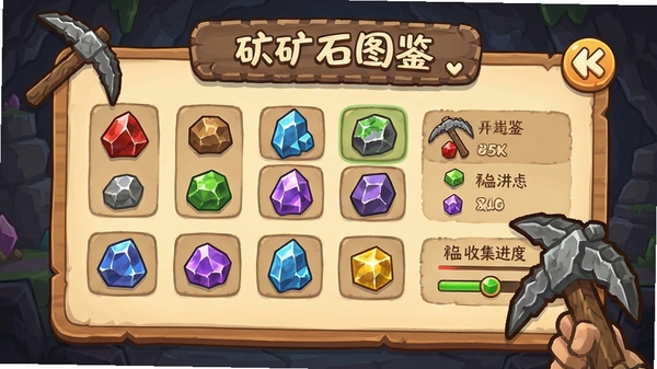 ����һ�Ѹ��ʯͼ�����棬չʾ���ֲ�ɫ��ʯͼ����ռ����ȣ���ͨUI���
