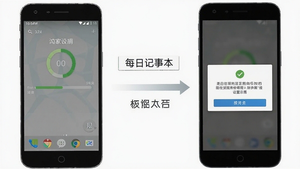 每日记事本安卓手机安装与权限设置示意图,手机屏幕显示安装进度和权限授权弹窗,简洁明了的操作指引风格