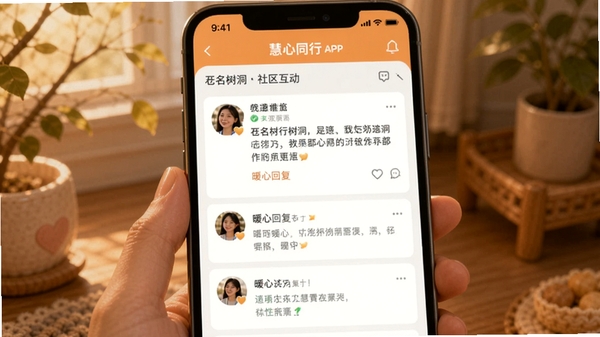 ����ͬ��APP��������ҳ�棬չʾ��������������ů�Ļظ���������ܰ