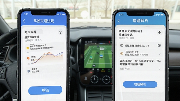��ʻ��ͨ����ѧ�ֻ�Appģ�⿼�Խ��棬������������������չʾ