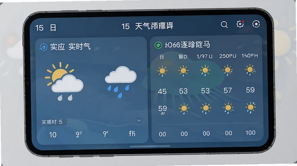 15日天气预报软件界面展示实时天气与逐小时预报功能