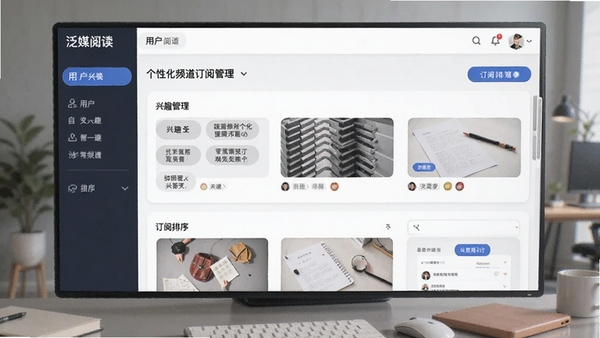 泛媒阅读个性化频道订阅管理界面,用户自定义兴趣标签与频道排序功能展示