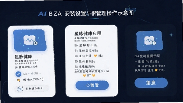 星脉健康应用安装设置与权限管理操作示意图AI生图提示词