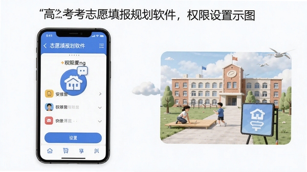 高考志愿填报规划软件移动端安装步骤与权限设置示意图