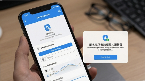 匿名信移动端安装权限设置示意图,手机屏幕展示应用权限管理界面与安全提示弹窗