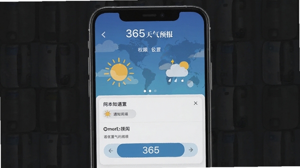 365天气预报权限设置与通知管理界面示意图