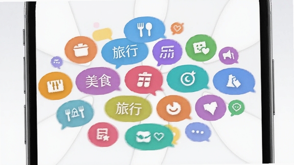 附近盼缘兴趣标签筛选功能展示AI生图提示词:附近盼缘APP兴趣标签选择页面,彩色标签云布局,包含美食旅行音乐运动等图标,年轻化设计风格