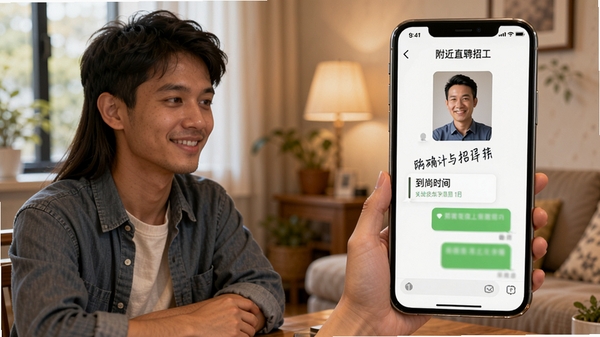 ����ֱƸ�й�APPֱ�Ĺ�ͨ����AI��ͼ����ְ�����й����ֻ��Ի����棬��ʾ��λȷ���뵽��ʱ�䣬ůɫ������ʵ�����