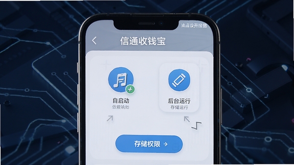 ��ͨ��Ǯ����װ��������ͼ��չʾ�ֻ���Ļ�ϵ�Ȩ�޿������裬��������������̨���С��洢Ȩ�޵�ͼ�꣬���Ƽ����