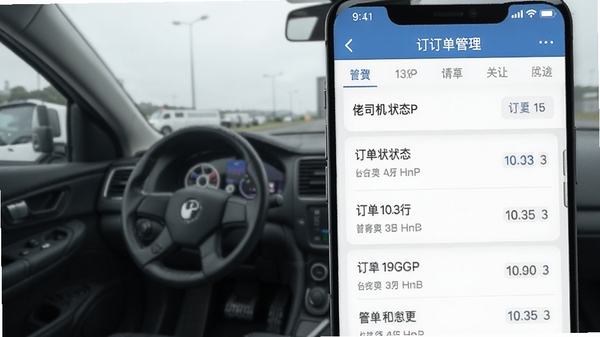 佬司机车主APP订单管理页面截图,手机屏幕显示运输订单状态列表,简洁商务风格UI设计